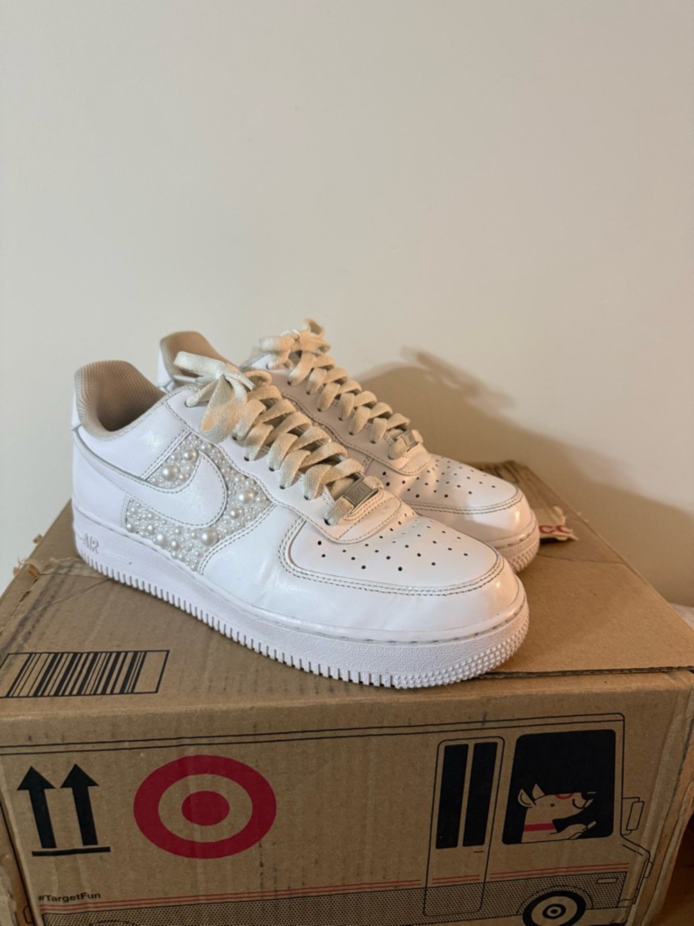 Nike Air Force 1 Pearl-Accented Low-Top Sneakers